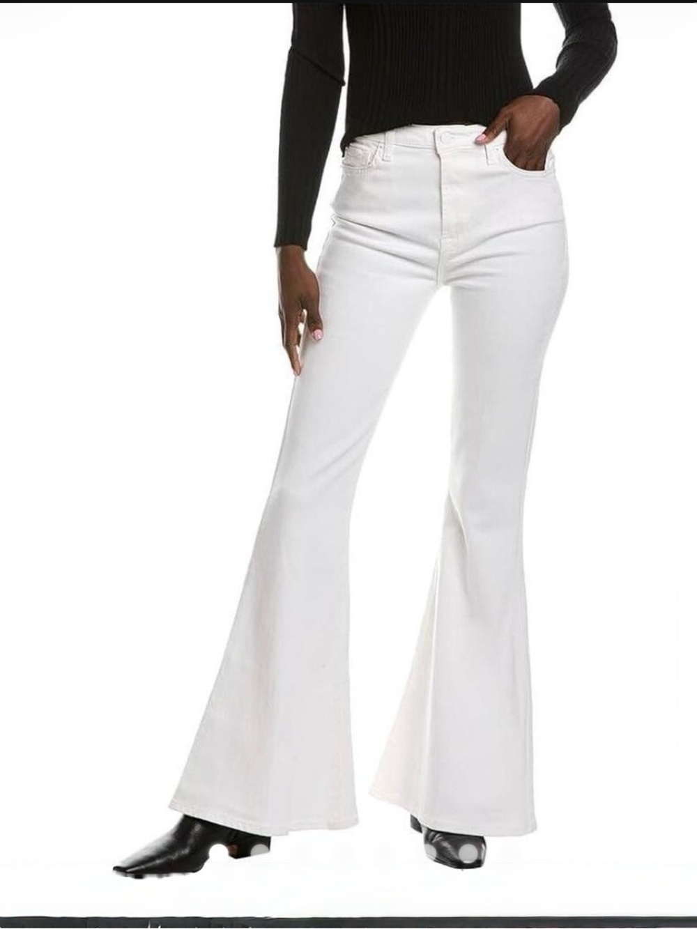 7 For All Mankind White High-Rise Mega Flare Jeans